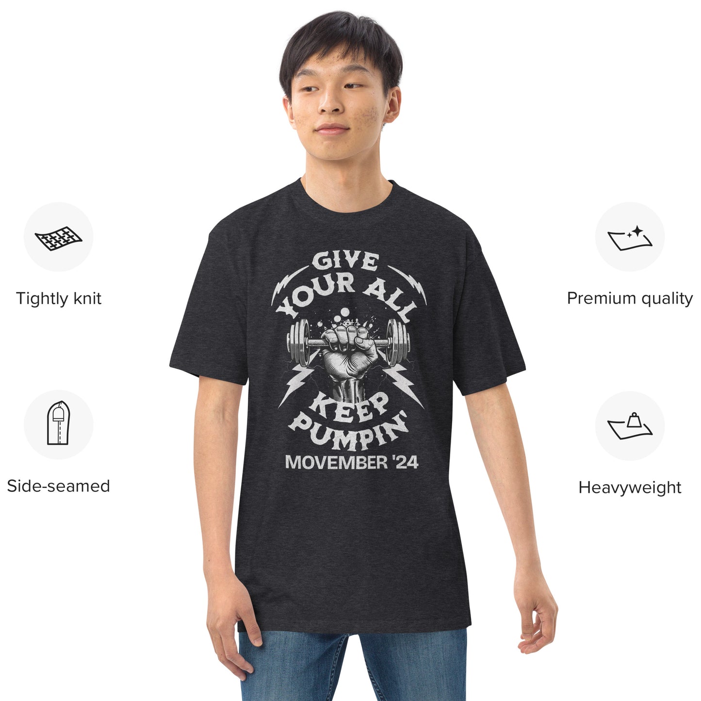 November Health Awareness Quote for Men premium heavyweight tee